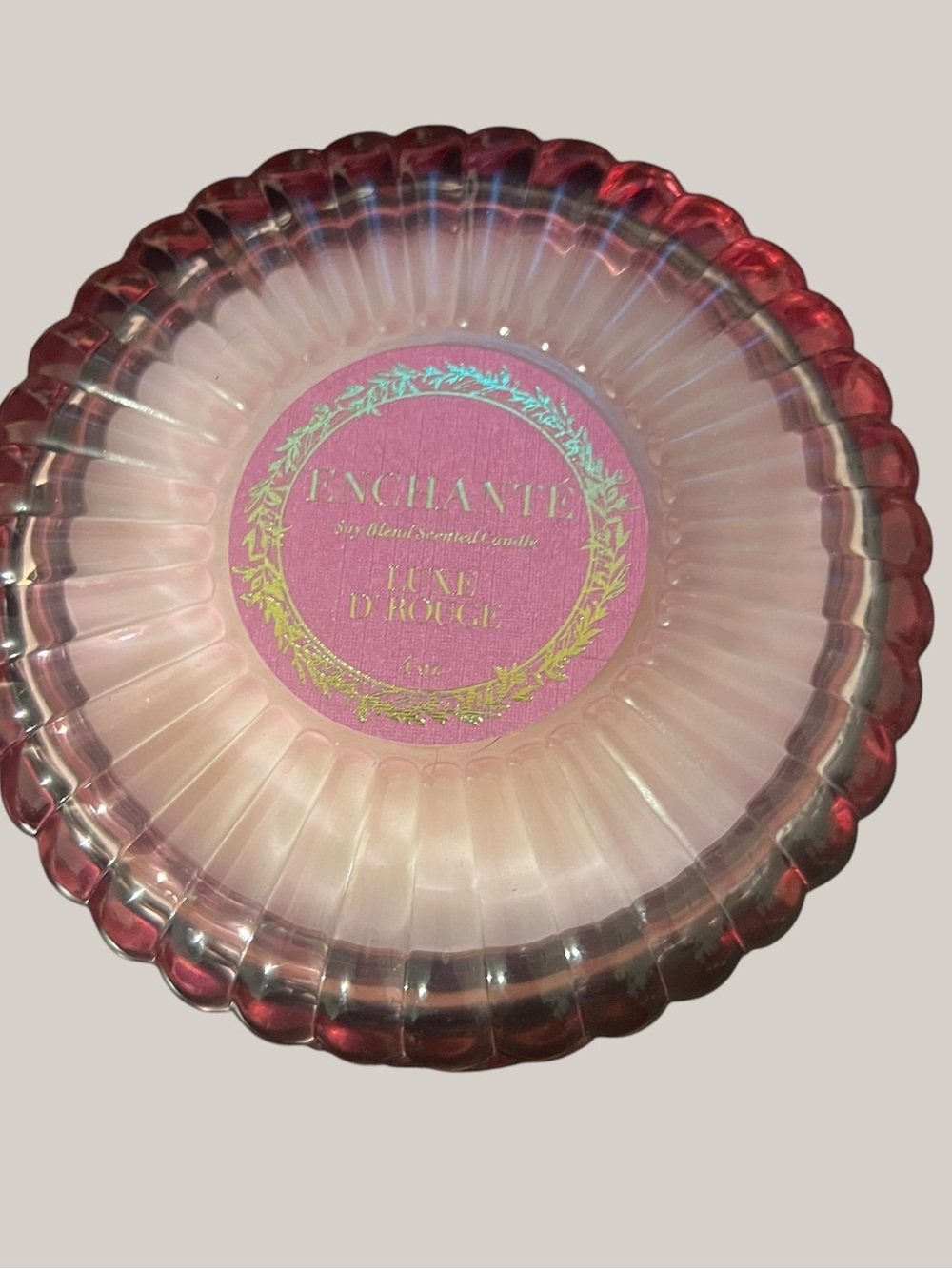 Enchante Luxe D'Frouge Pink Glass Decorative Candle
